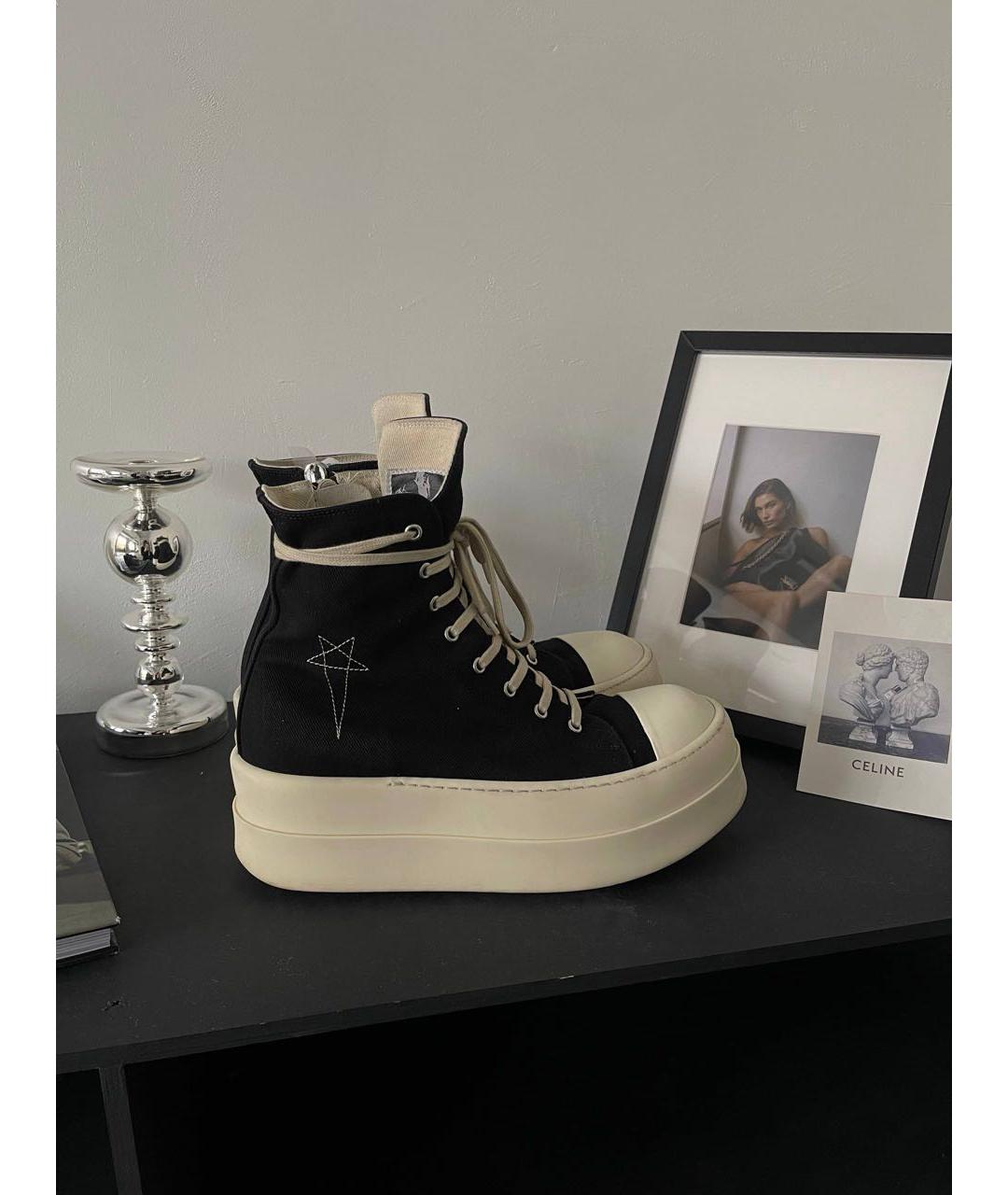 RICK OWENS Черные высокие кроссовки / кеды, фото 4