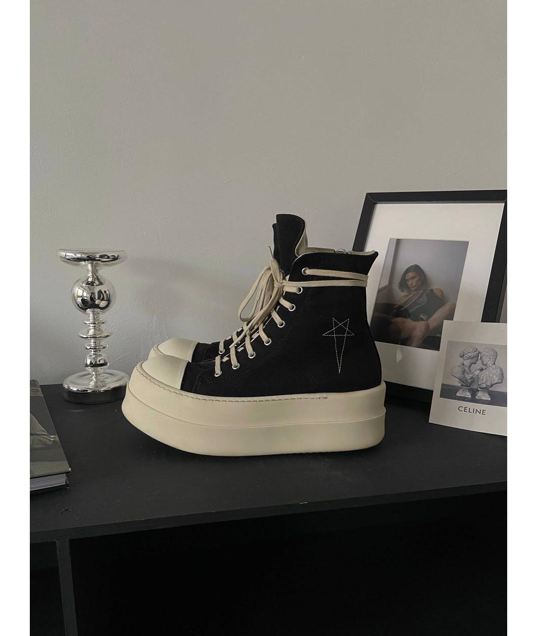 RICK OWENS Черные высокие кроссовки / кеды, фото 5