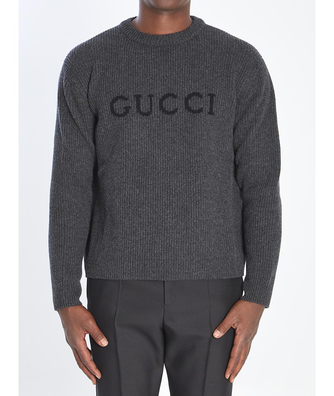 GUCCI Антрацитовый шерстяной джемпер / свитер, фото 2