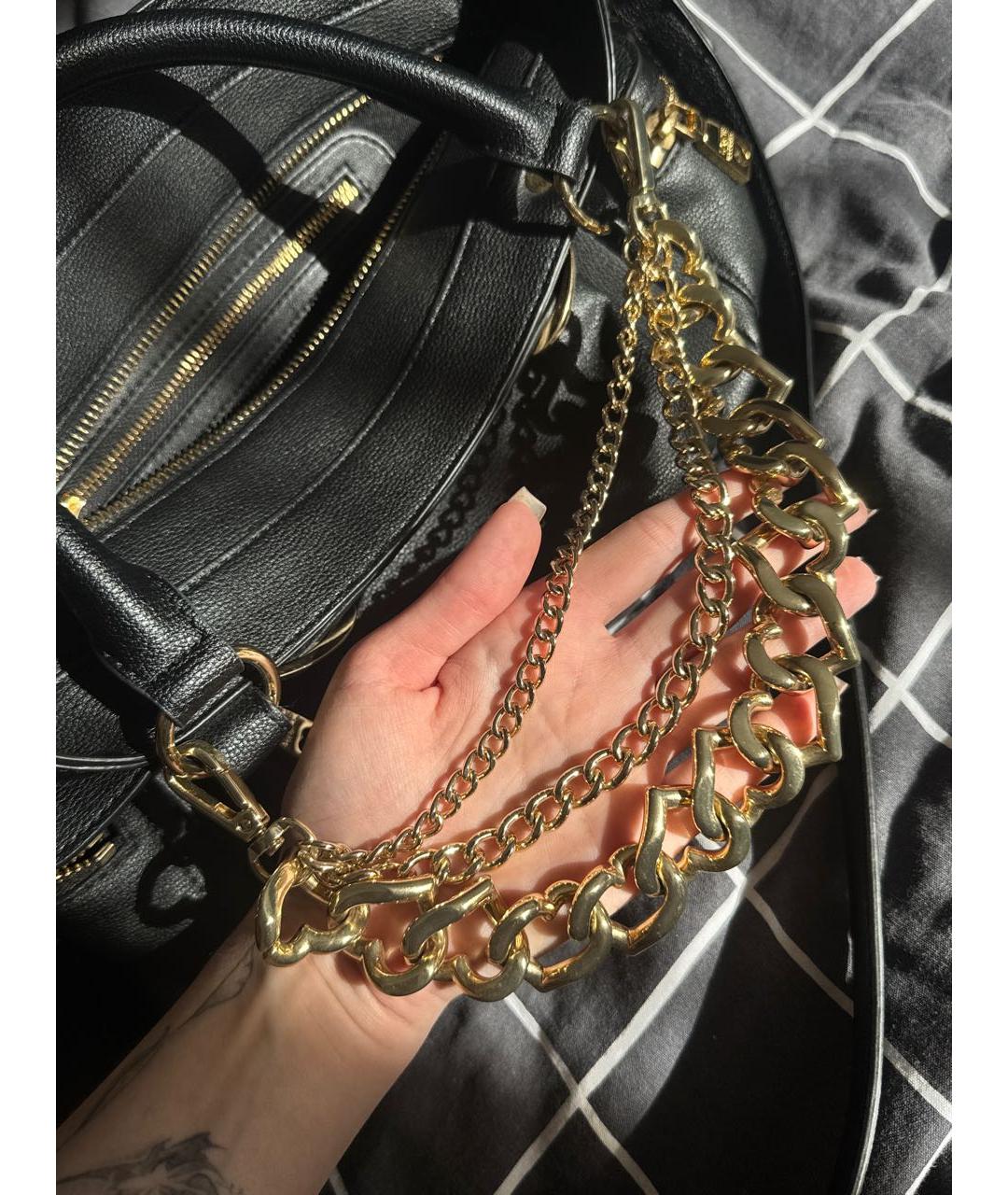 LOVE MOSCHINO Черная кожаная сумка с короткими ручками, фото 7