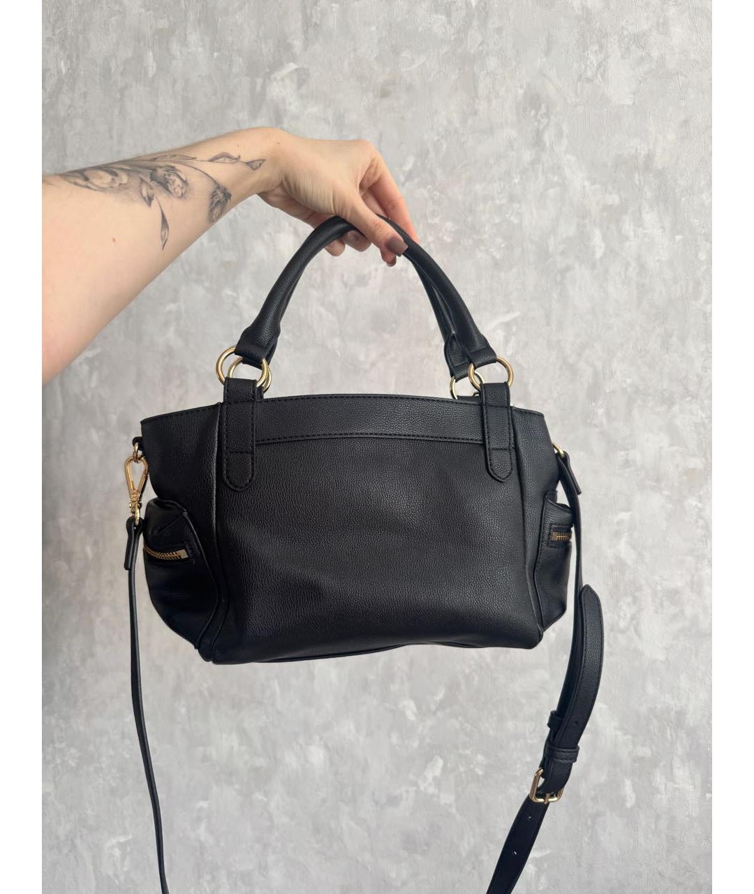 LOVE MOSCHINO Черная кожаная сумка с короткими ручками, фото 3