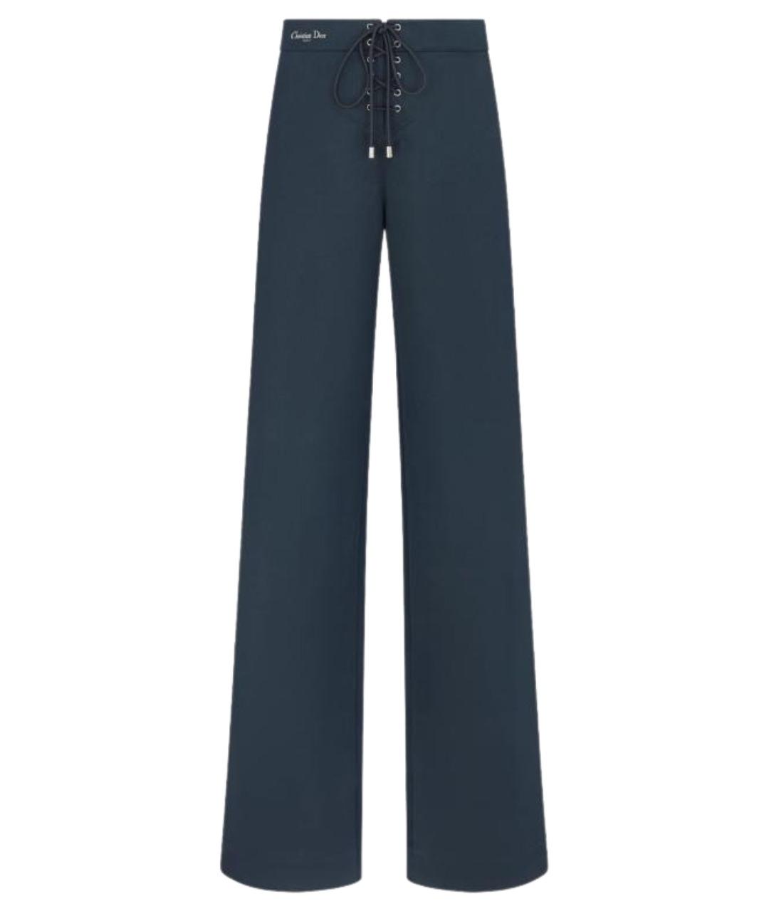 CHRISTIAN DIOR Темно-синие хлопковые прямые брюки, фото 1