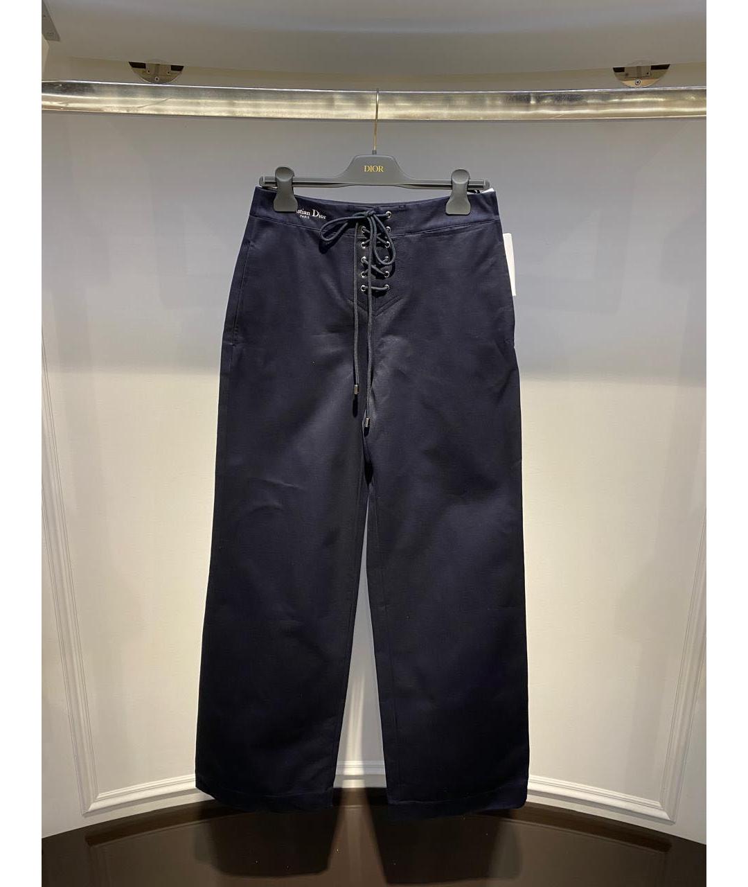 CHRISTIAN DIOR Темно-синие хлопковые прямые брюки, фото 2