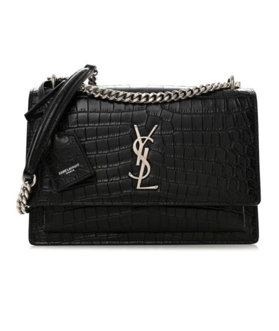 SAINT LAURENT Черная кожаная сумка через плечо, фото 1