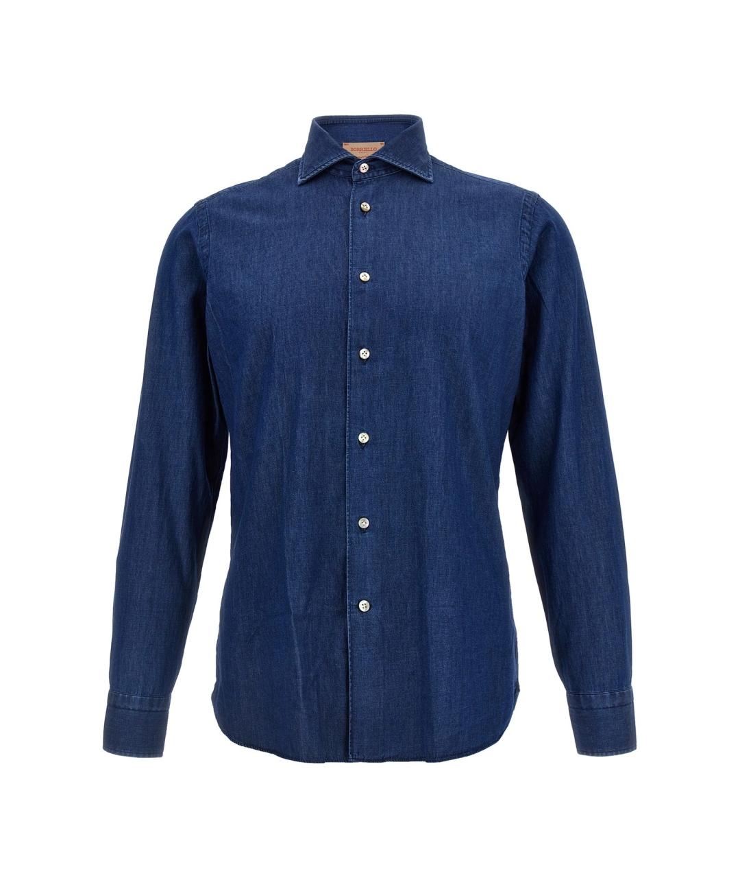 BORRIELLO Синяя хлопковая кэжуал рубашка, фото 1