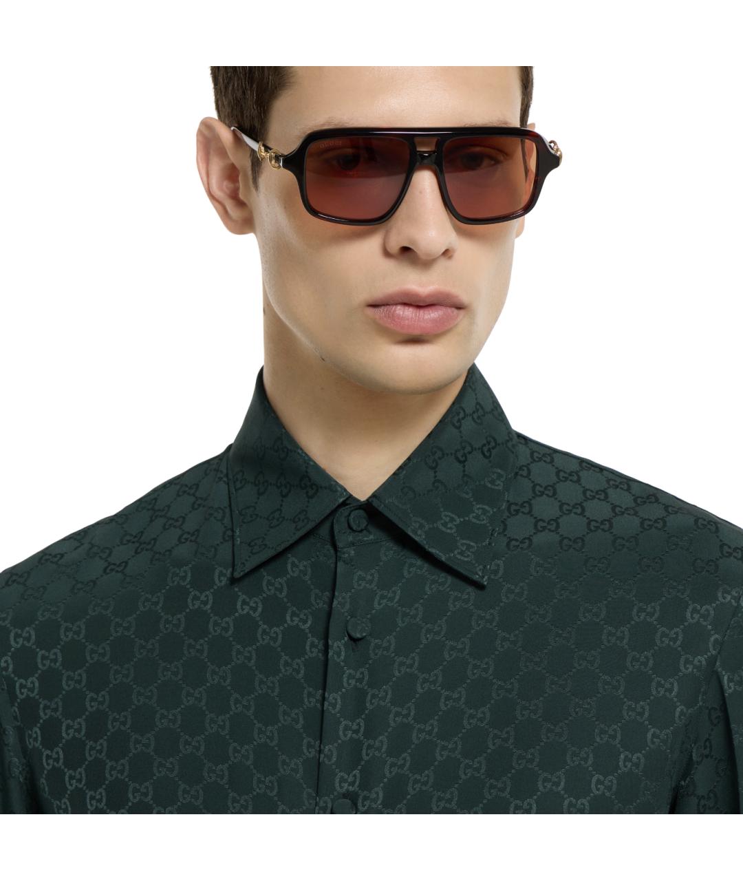 GUCCI Зеленая шелковая кэжуал рубашка, фото 4