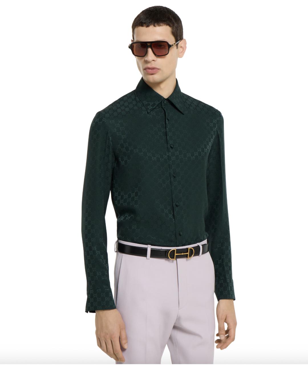 GUCCI Зеленая шелковая кэжуал рубашка, фото 2