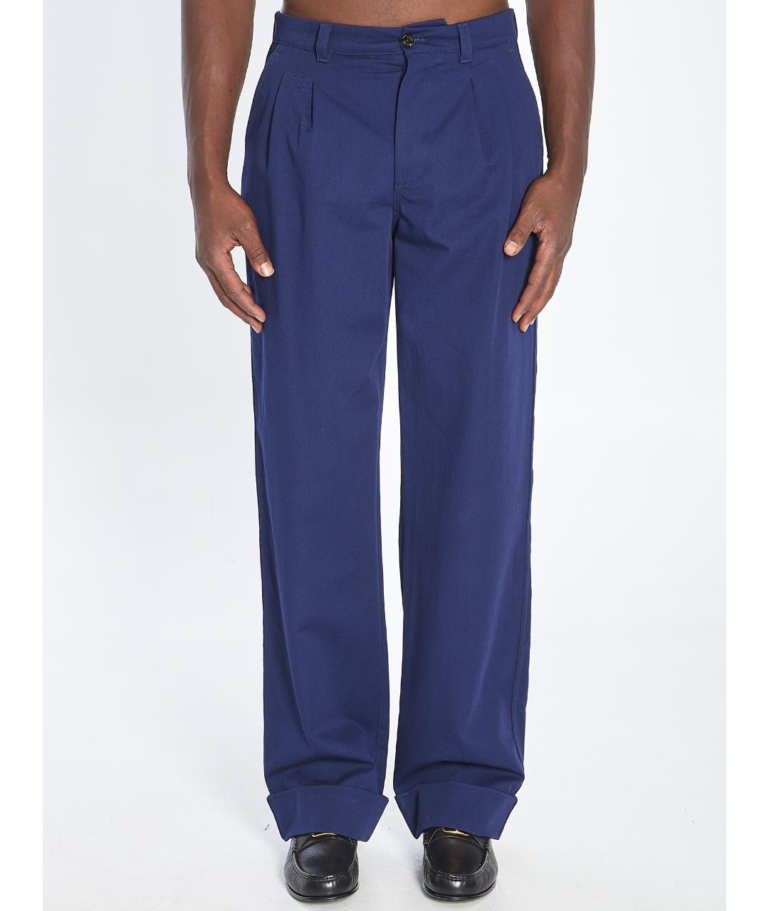 VALENTINO Синие хлопковые повседневные брюки, фото 2