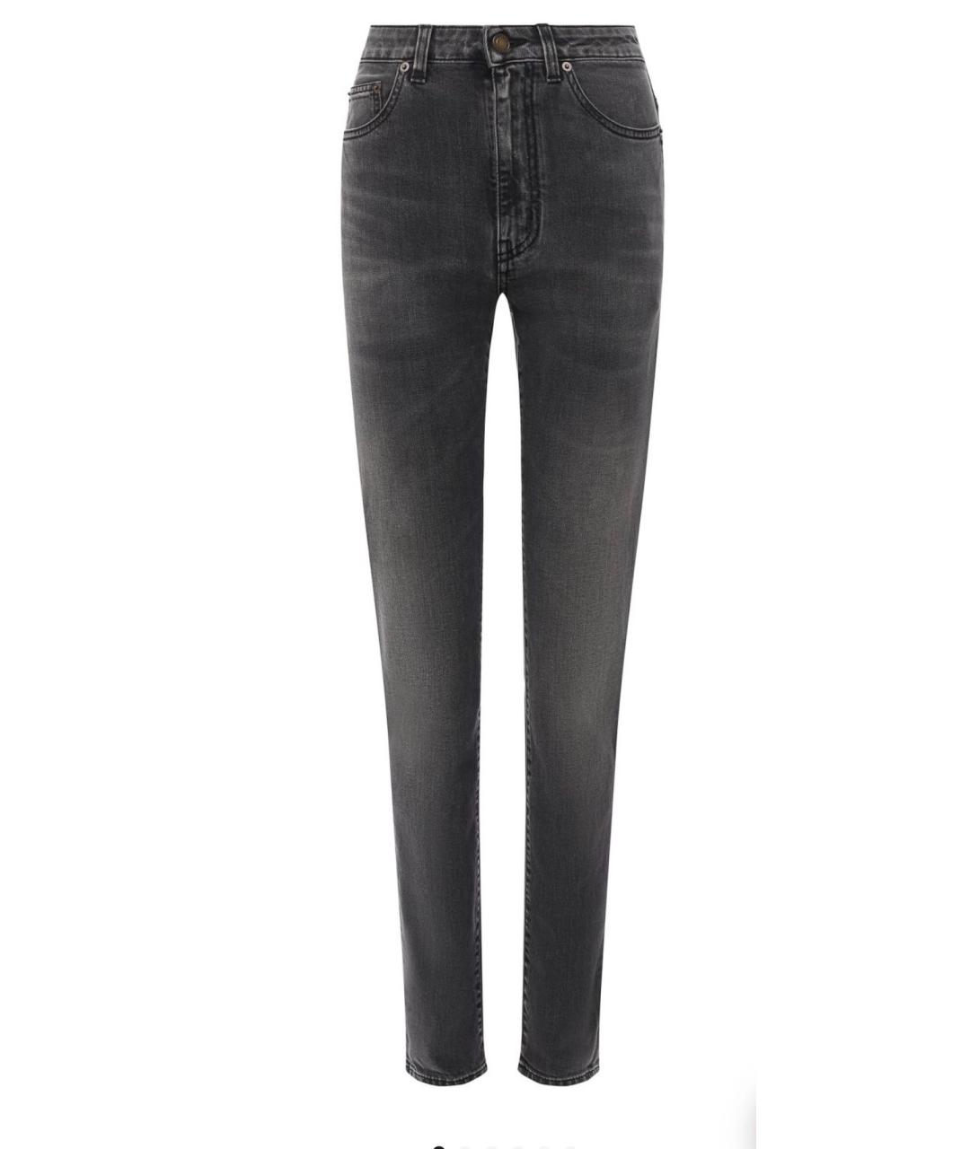 SAINT LAURENT Серые хлопок-полиэтиленовые джинсы слим, фото 1