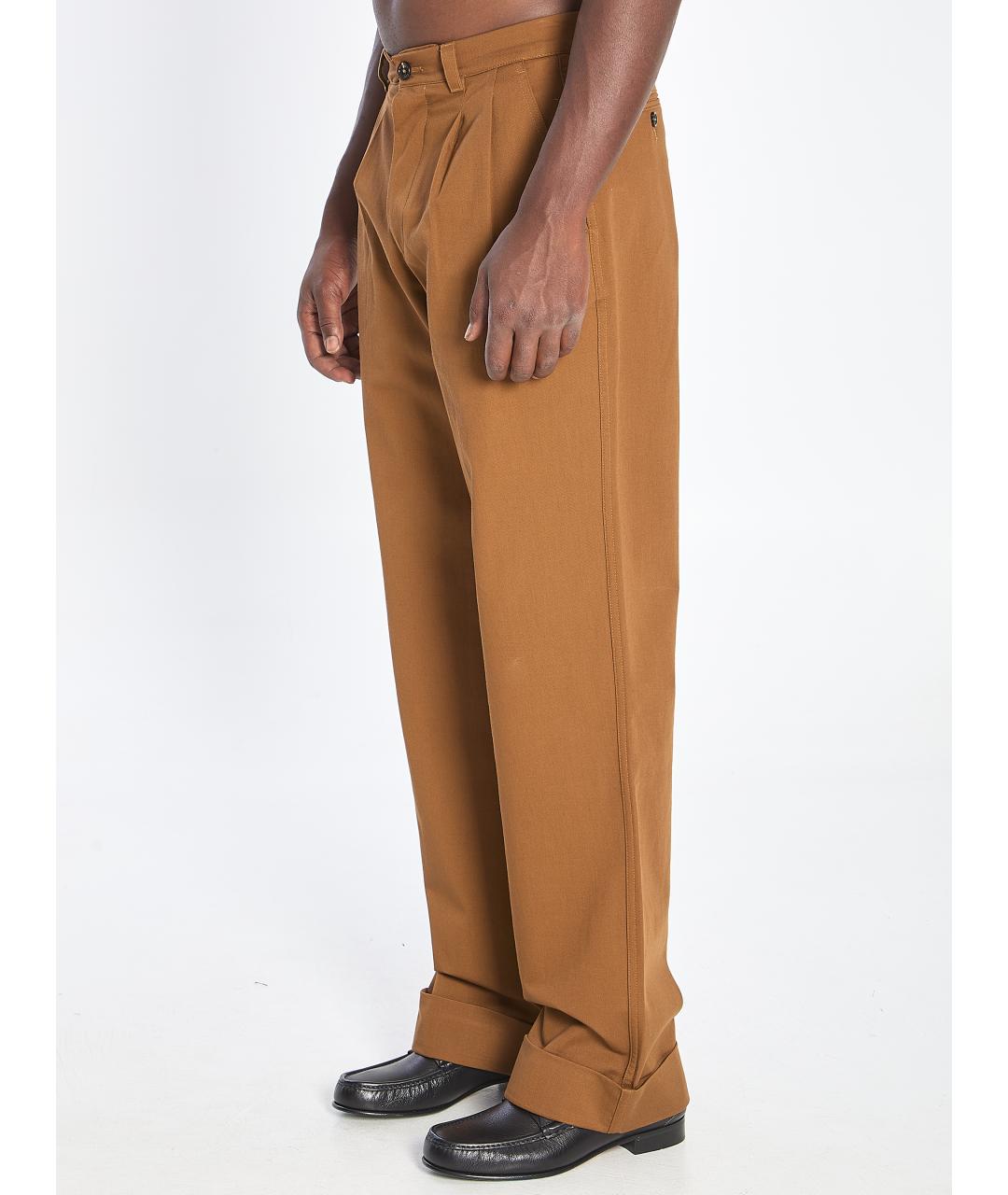 VALENTINO Коричневые хлопковые повседневные брюки, фото 3