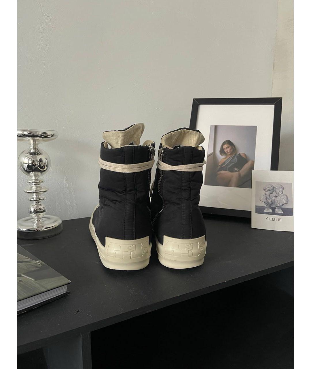 RICK OWENS Черные высокие кроссовки / кеды, фото 4