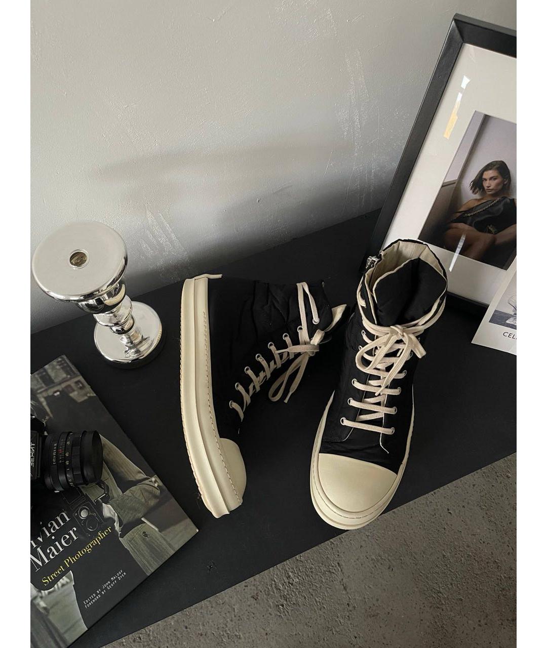 RICK OWENS Черные высокие кроссовки / кеды, фото 2