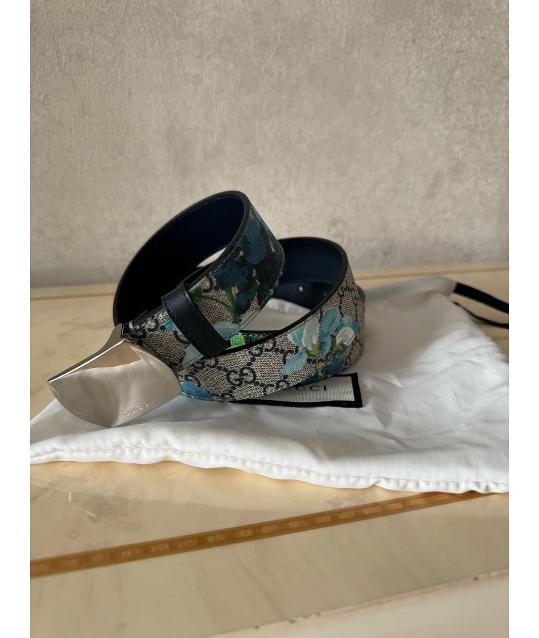 GUCCI Синий кожаный ремень, фото 5