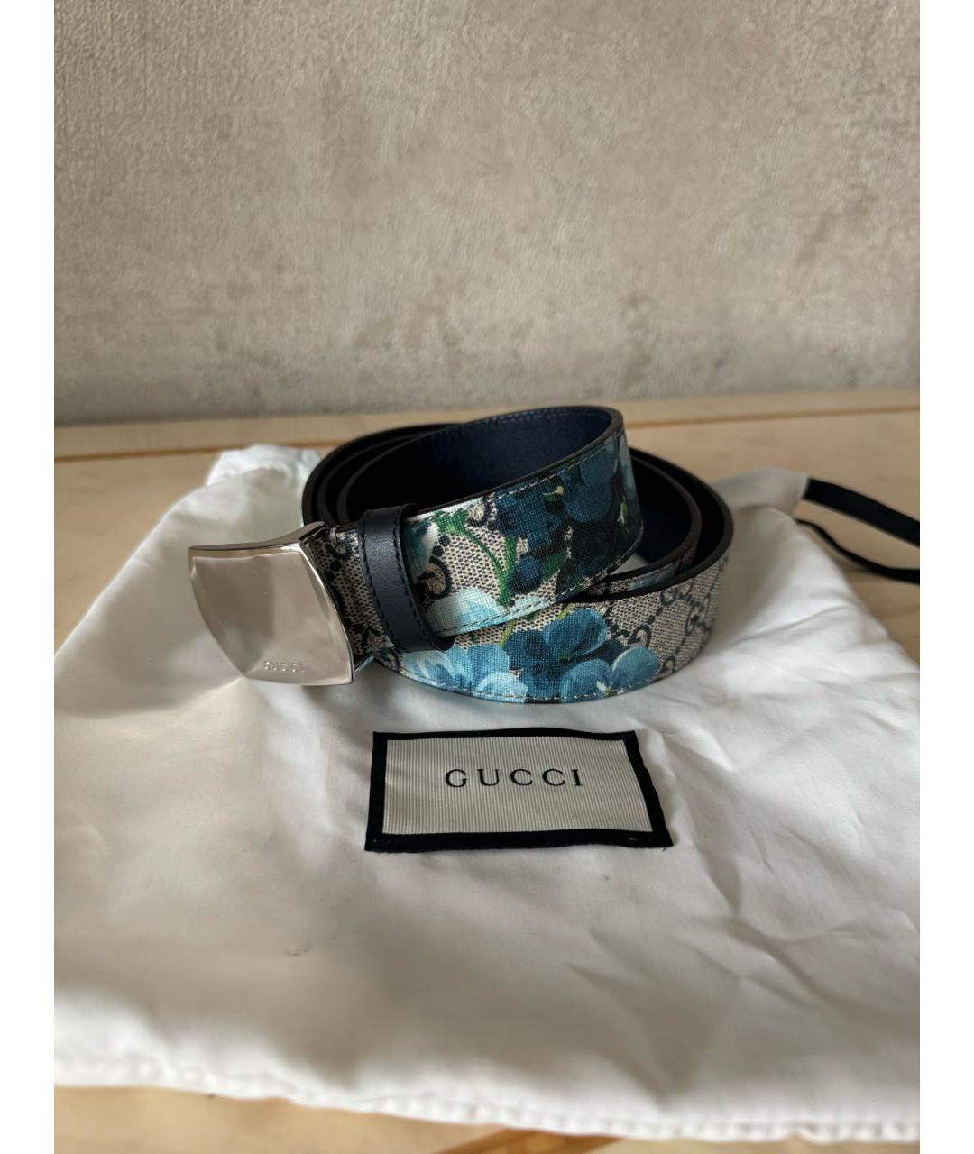 GUCCI Синий кожаный ремень, фото 2