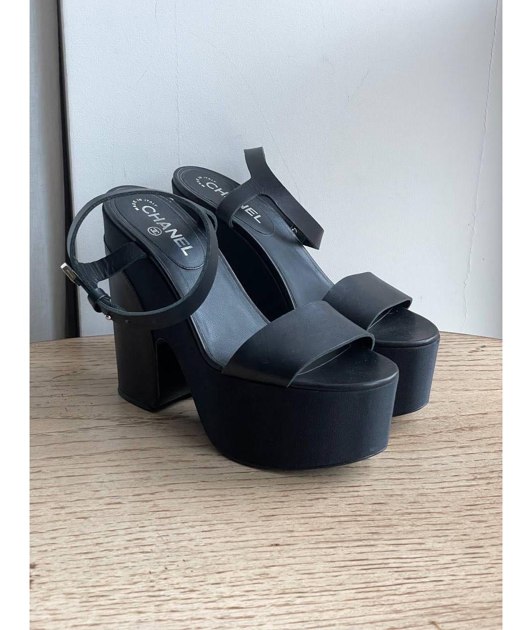 CHANEL Черные кожаные босоножки, фото 2