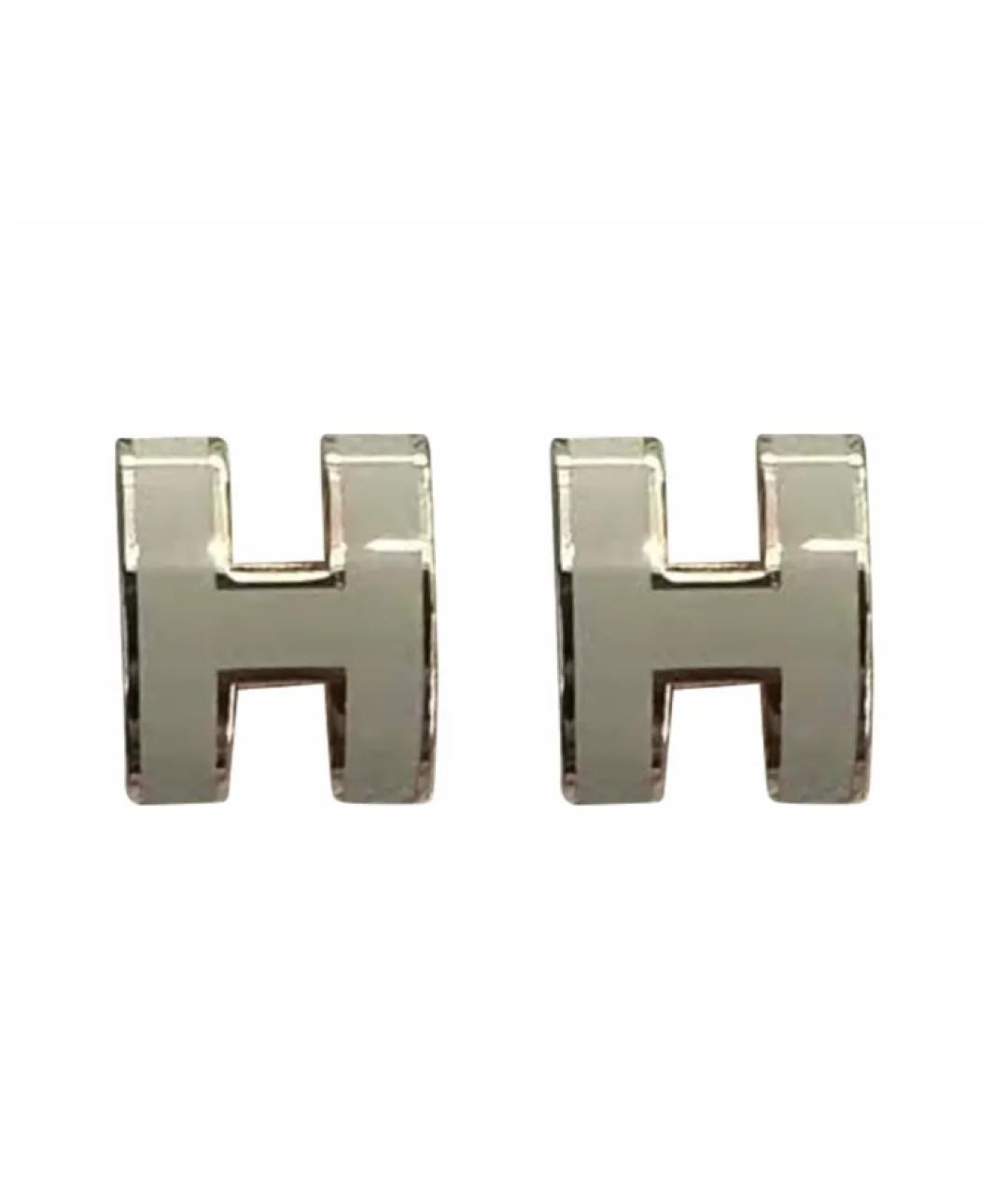 HERMES Серебряные латунные серьги, фото 6