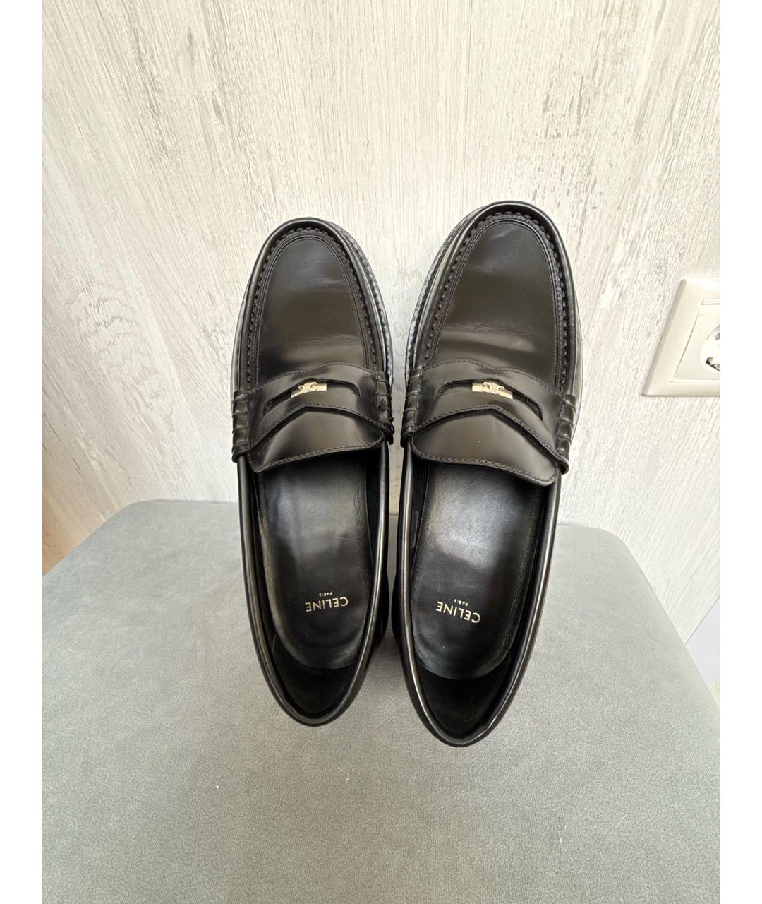 CELINE Черные кожаные лоферы, фото 3