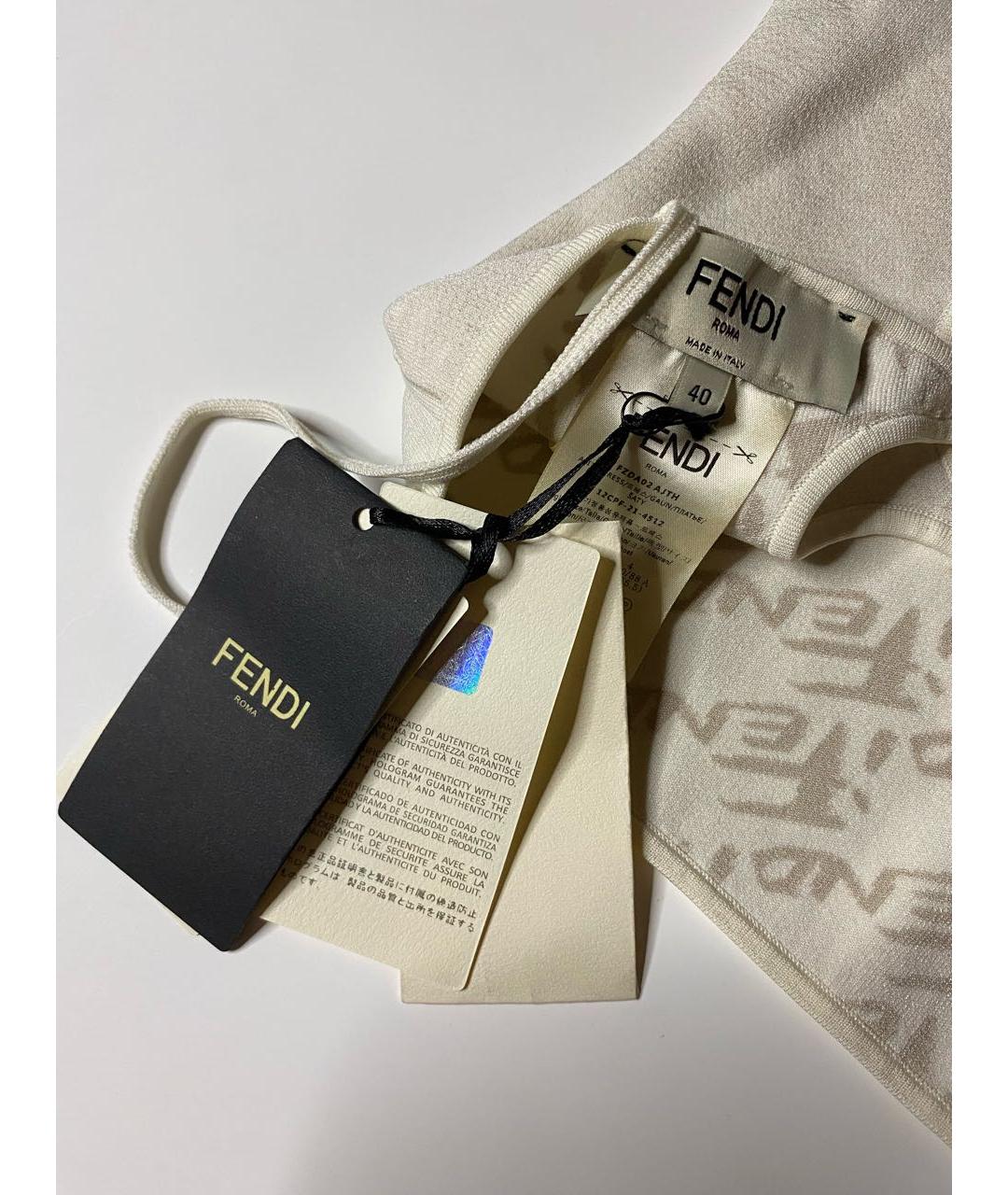FENDI Бежевое атласное вечернее платье, фото 3