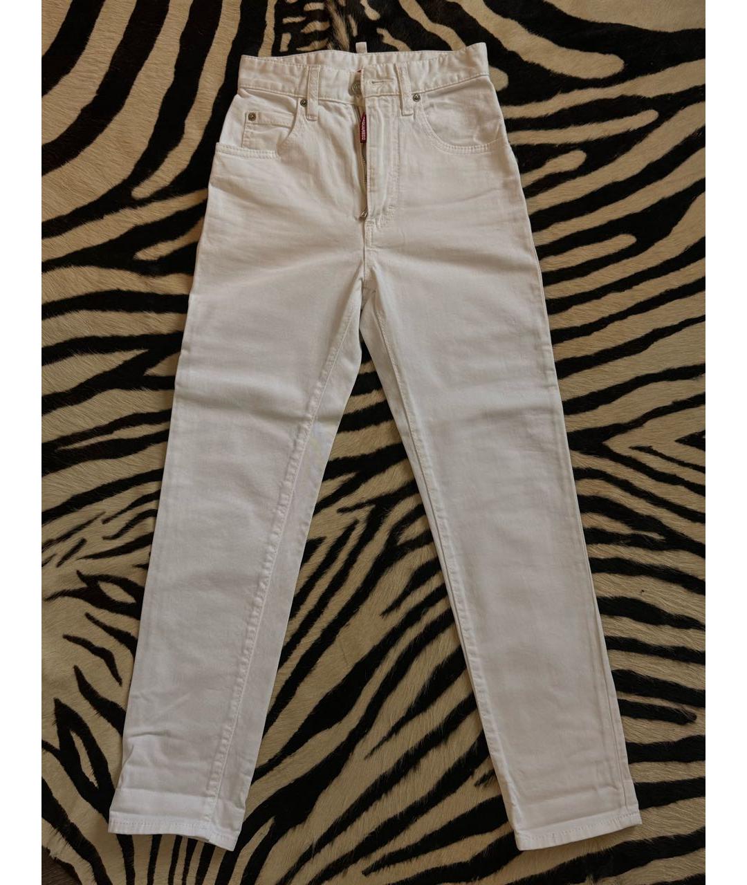 DSQUARED2 Белые хлопковые джинсы слим, фото 5