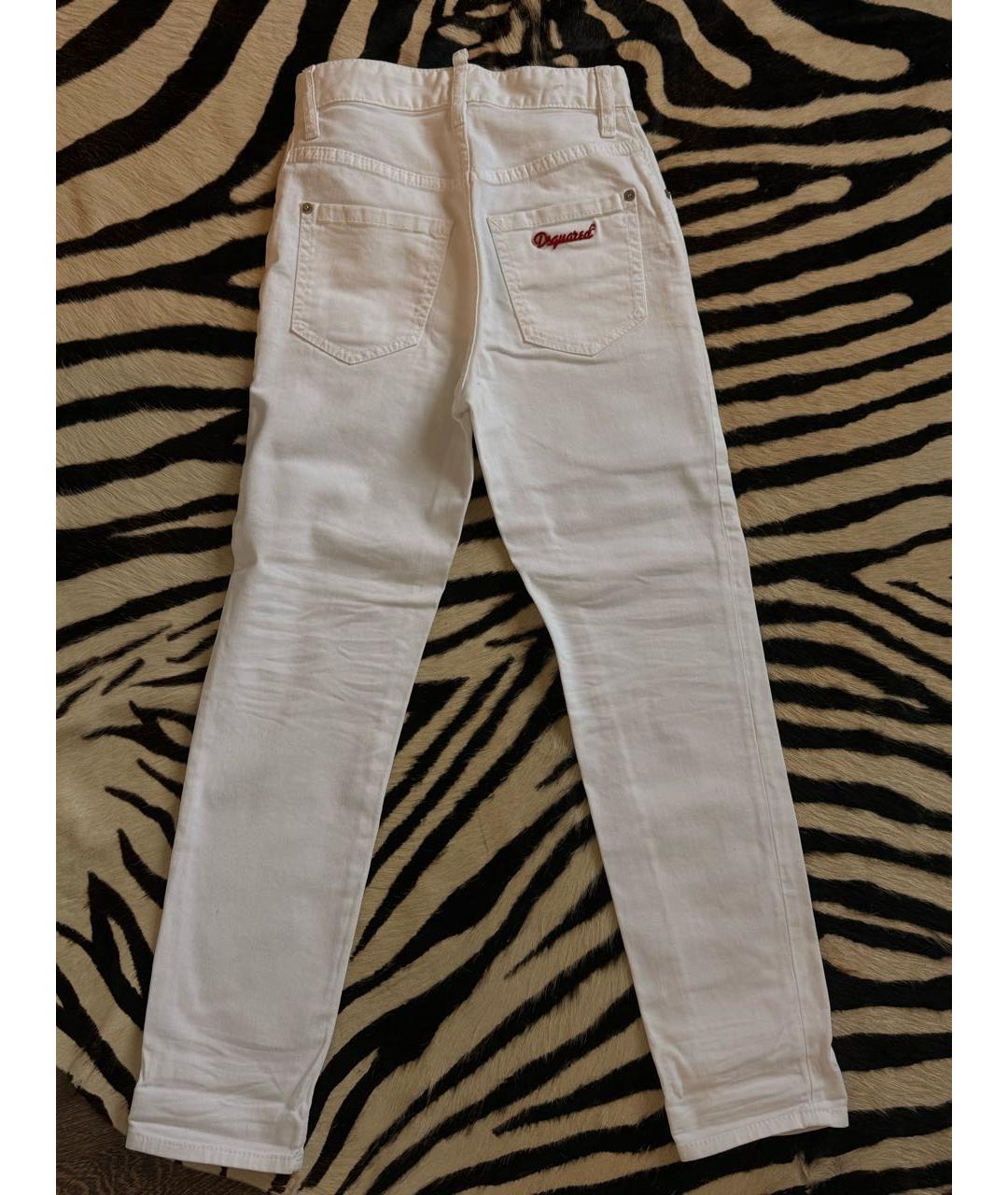 DSQUARED2 Белые хлопковые джинсы слим, фото 2
