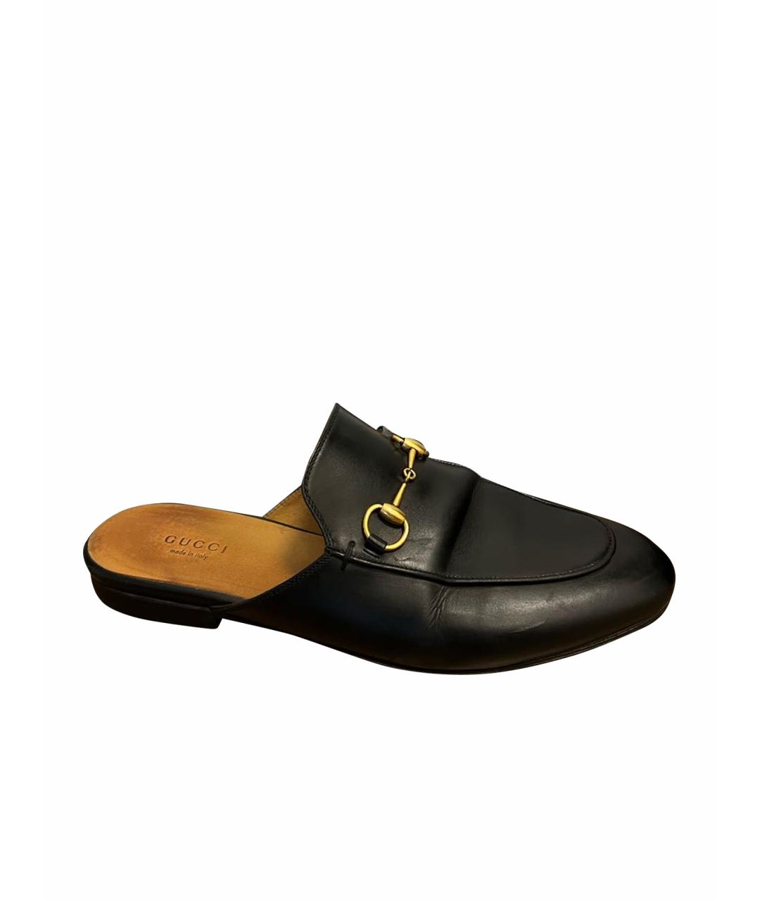 GUCCI Черные кожаные сабо, фото 1
