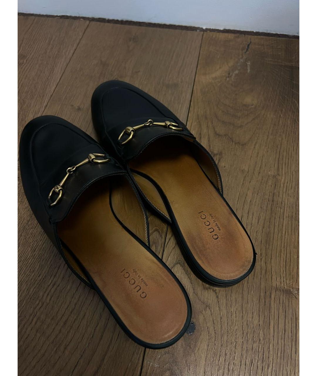 GUCCI Черные кожаные сабо, фото 3
