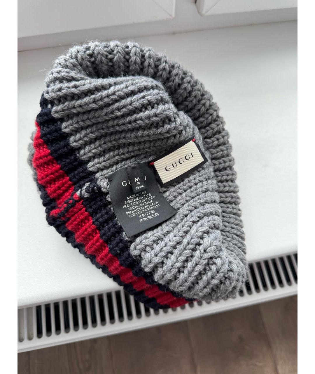 GUCCI Серая шерстяная шапка, фото 2