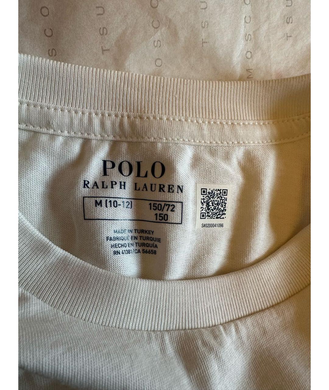 POLO RALPH LAUREN Белая хлопковая детская футболка, фото 4