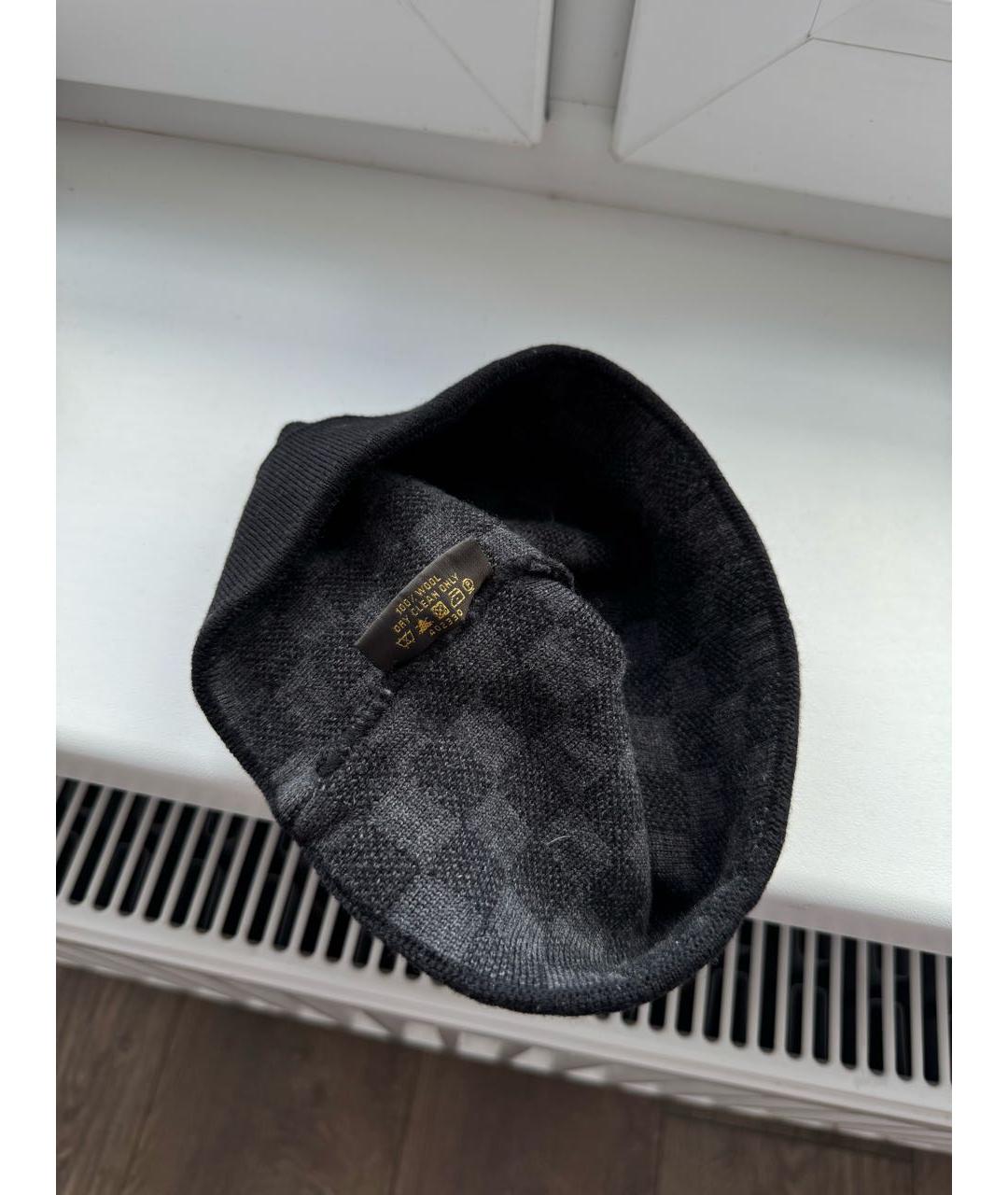 LOUIS VUITTON Черная шерстяная шапка, фото 5