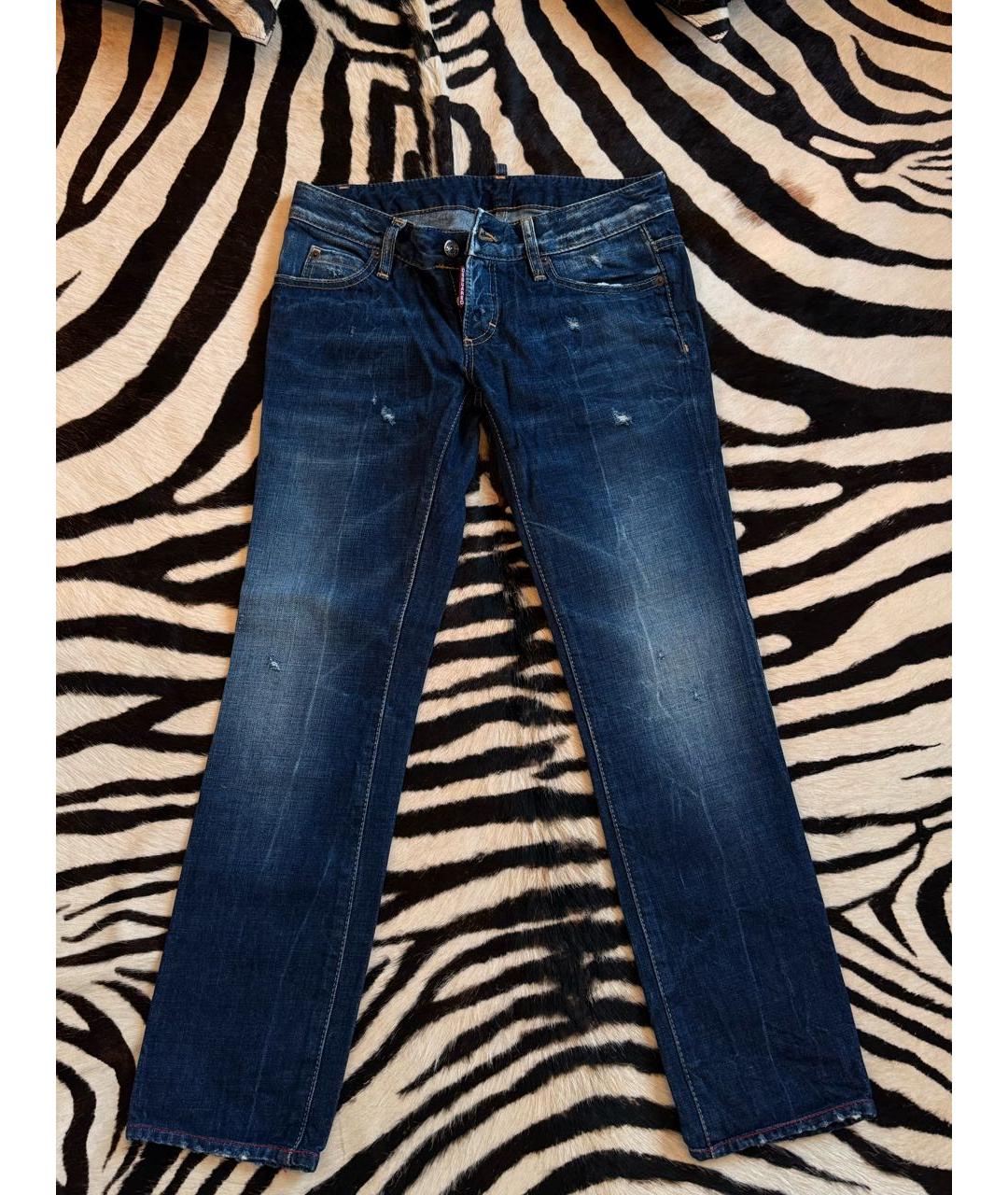 DSQUARED2 Темно-синие хлопковые джинсы слим, фото 6