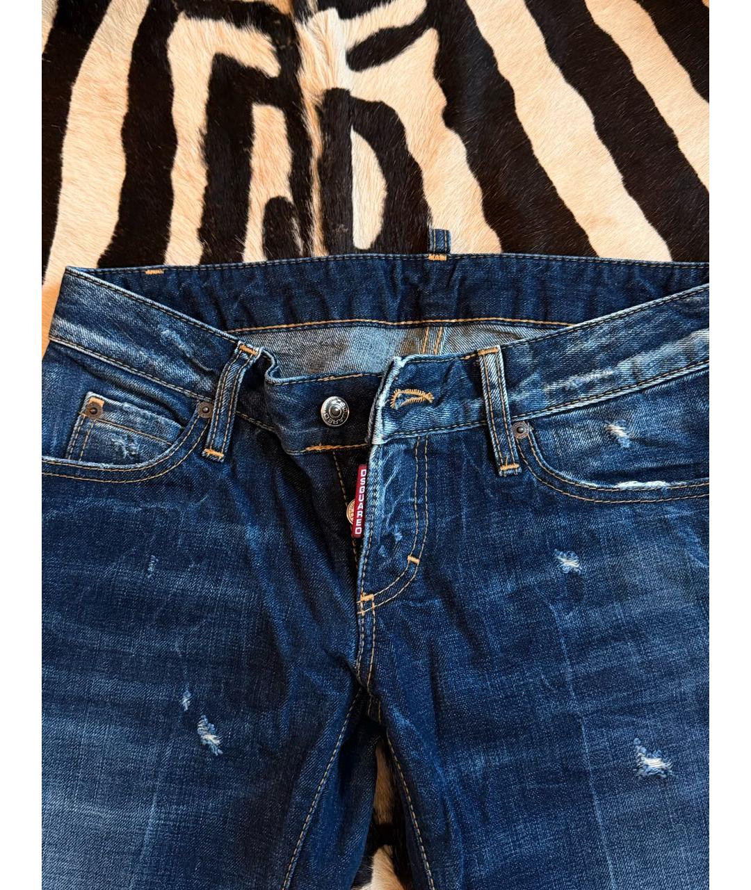 DSQUARED2 Темно-синие хлопковые джинсы слим, фото 4