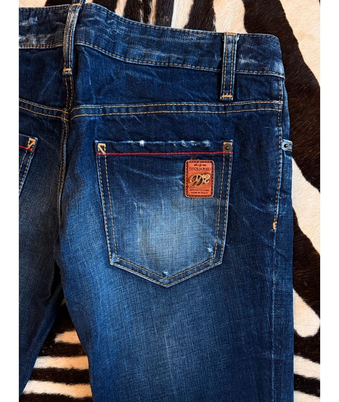 DSQUARED2 Темно-синие хлопковые джинсы слим, фото 5
