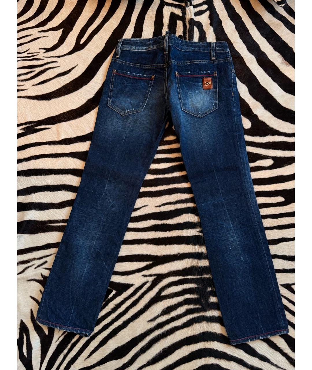DSQUARED2 Темно-синие хлопковые джинсы слим, фото 2