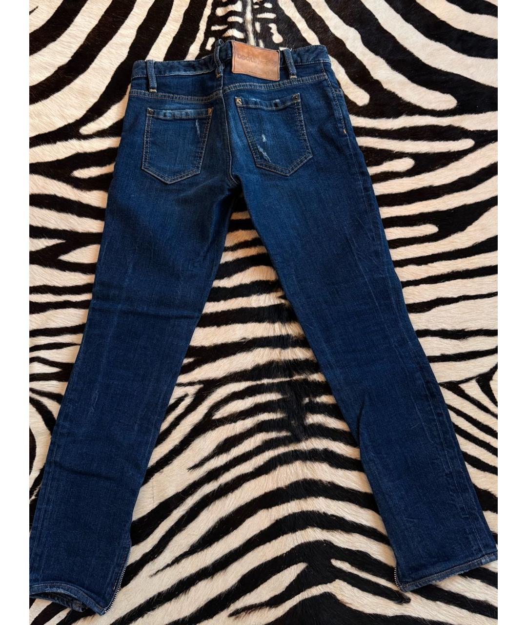 DSQUARED2 Темно-синие хлопковые джинсы слим, фото 2