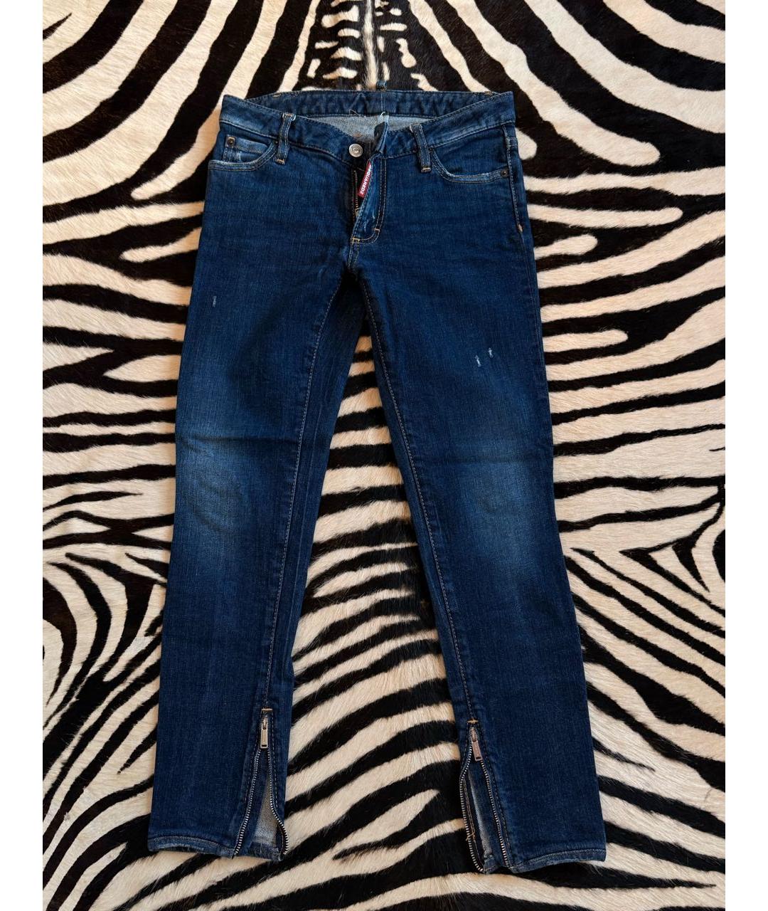 DSQUARED2 Темно-синие хлопковые джинсы слим, фото 5