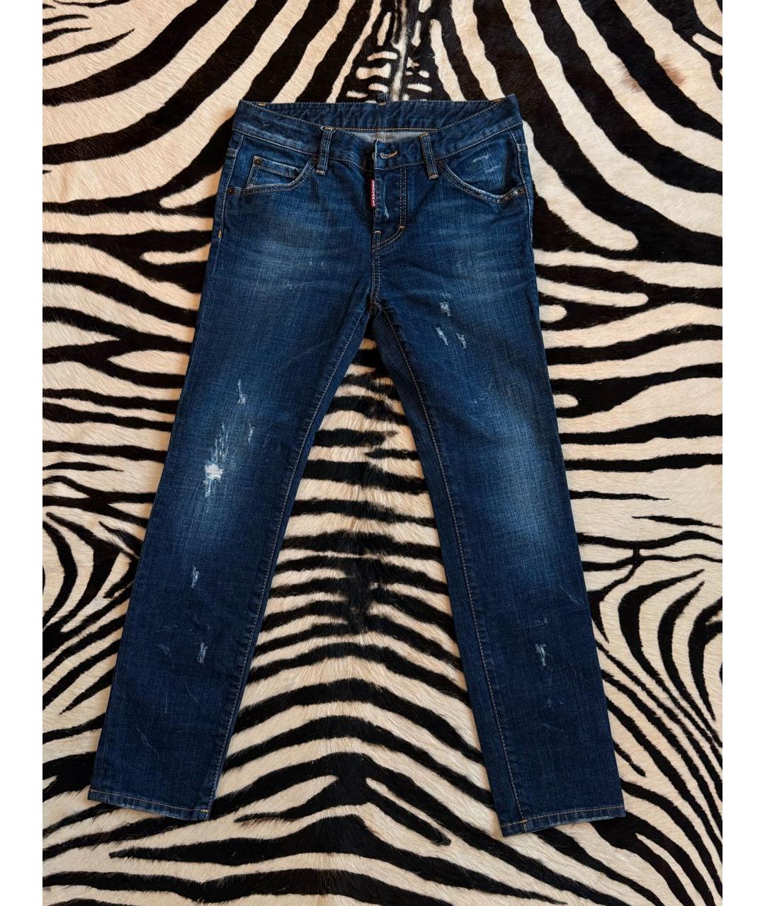DSQUARED2 Темно-синие хлопковые джинсы слим, фото 6