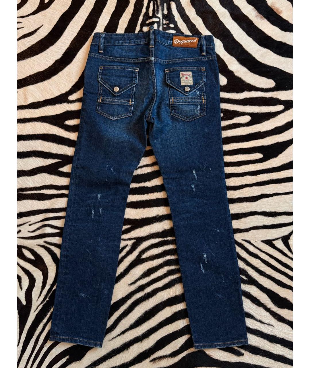 DSQUARED2 Темно-синие хлопковые джинсы слим, фото 2