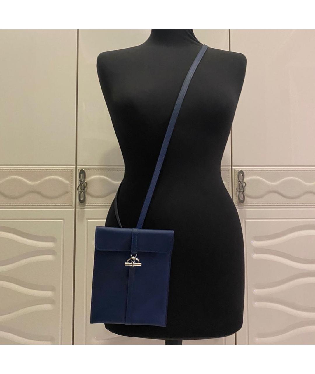 HERMES Темно-синяя кожаная сумка через плечо, фото 2