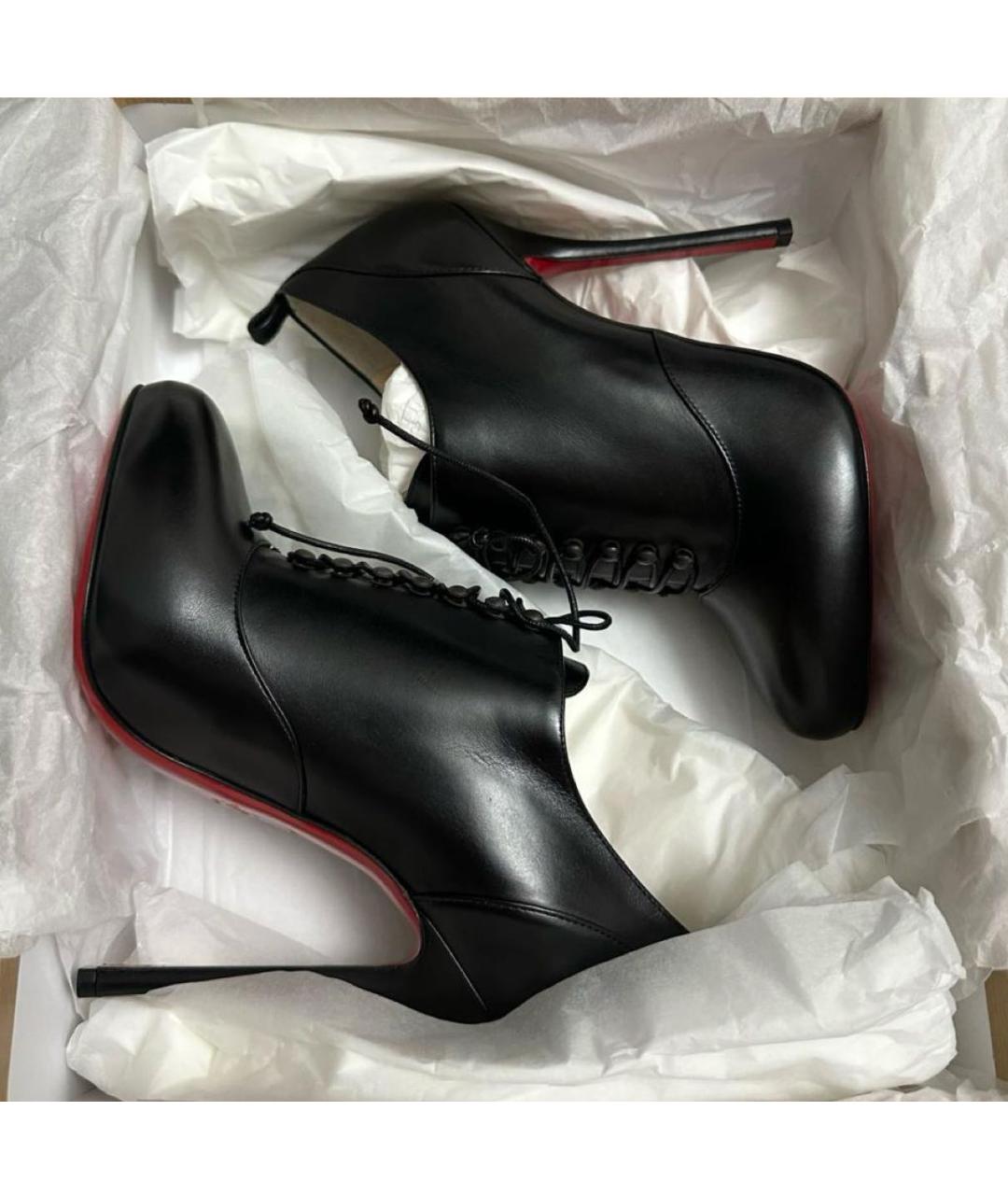 CHRISTIAN LOUBOUTIN Черные кожаные ботильоны, фото 2