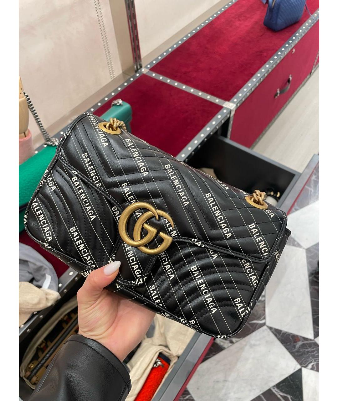 GUCCI Черная кожаная сумка через плечо, фото 5
