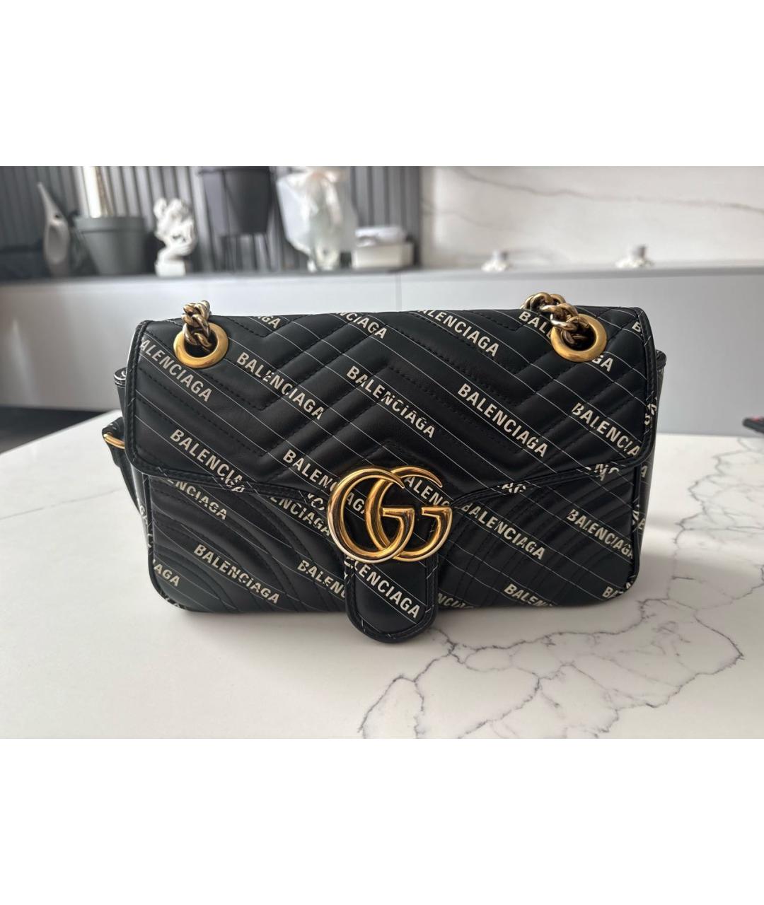GUCCI Черная кожаная сумка через плечо, фото 8