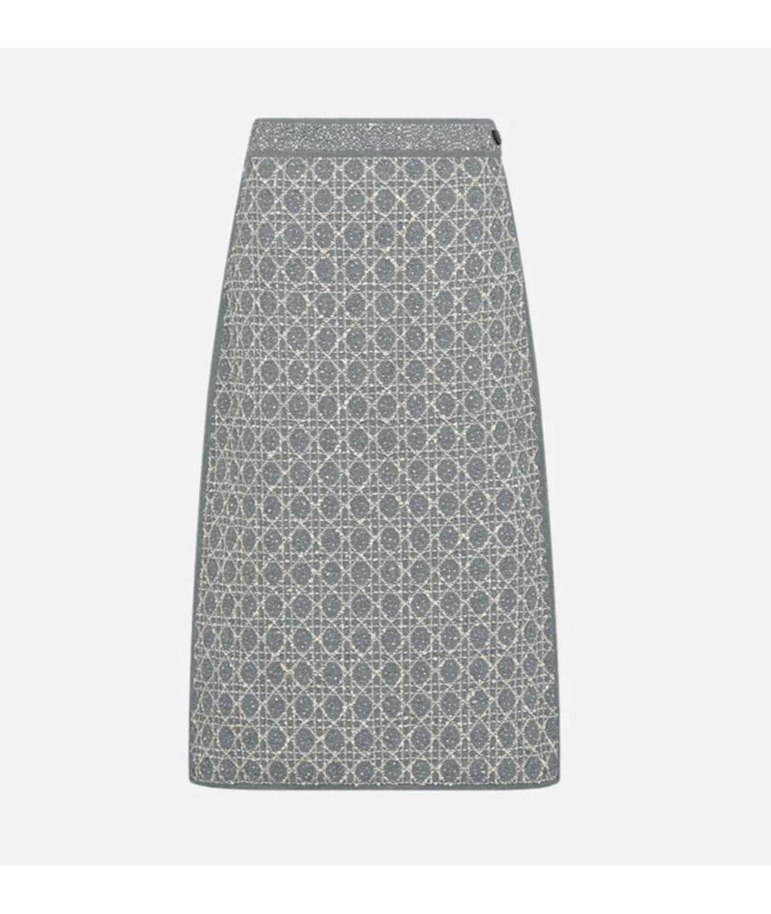 CHRISTIAN DIOR Серая хлопковая юбка миди, фото 2