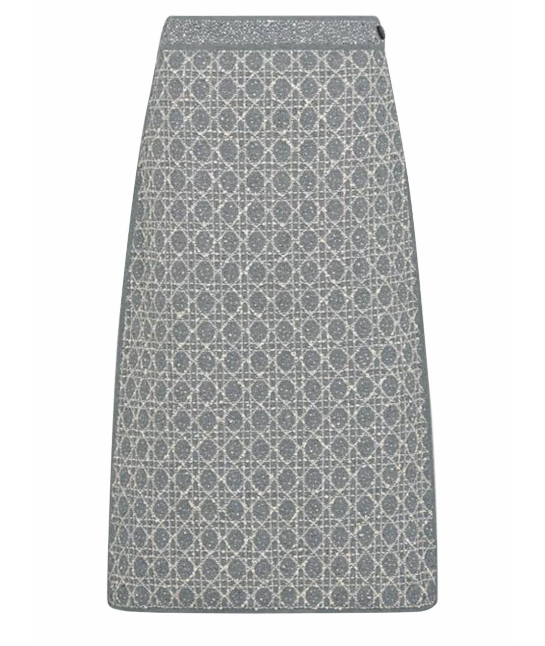 CHRISTIAN DIOR Серая хлопковая юбка миди, фото 1