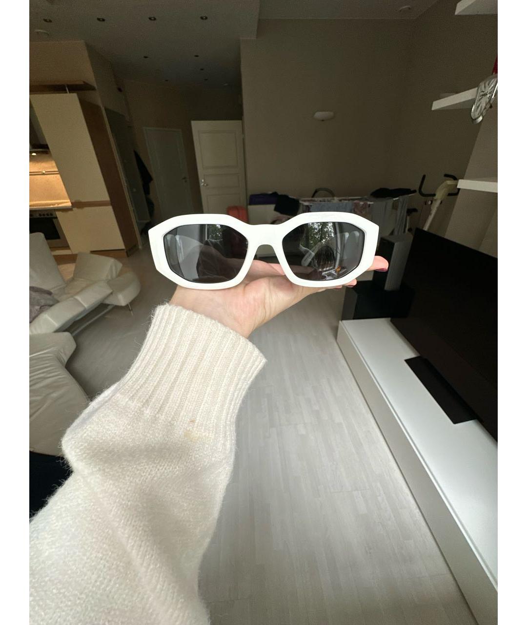 VERSACE Белые пластиковые солнцезащитные очки, фото 9