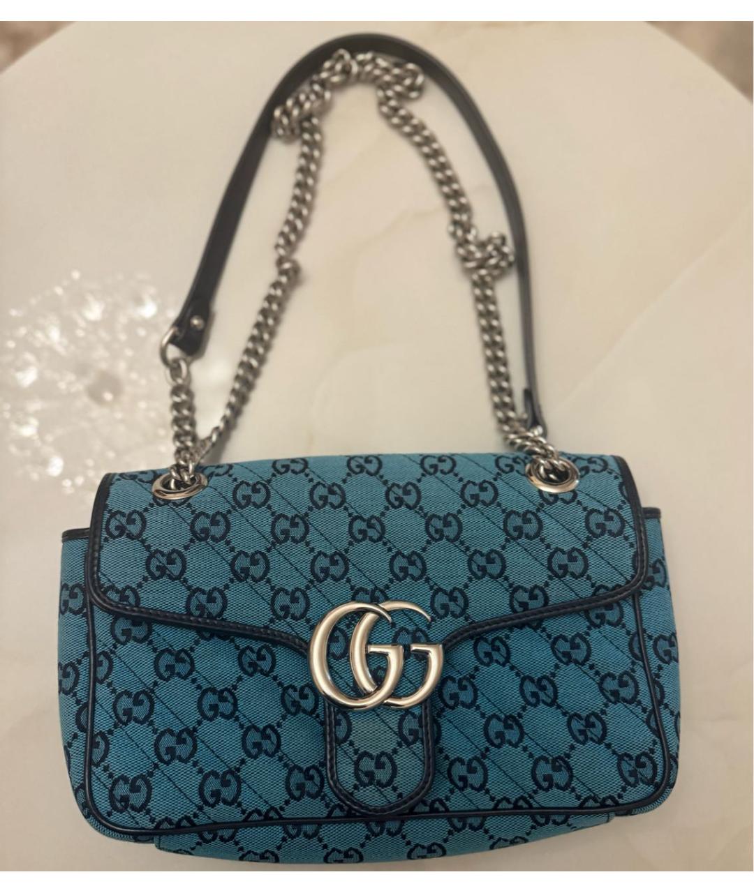 GUCCI Синяя жаккардовая сумка через плечо, фото 4