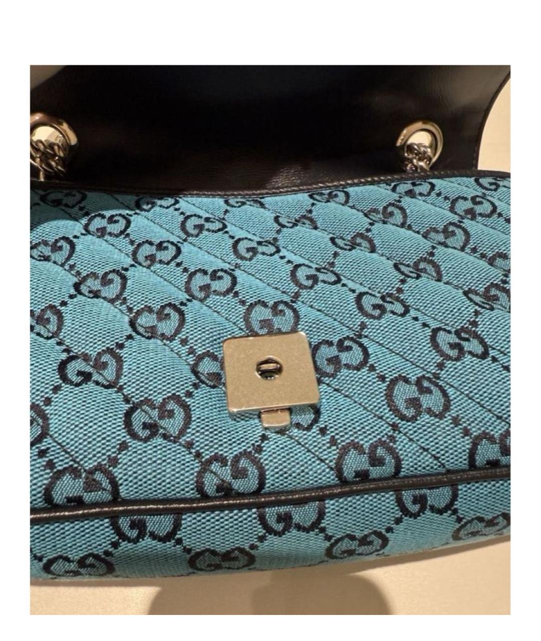 GUCCI Синяя жаккардовая сумка через плечо, фото 2