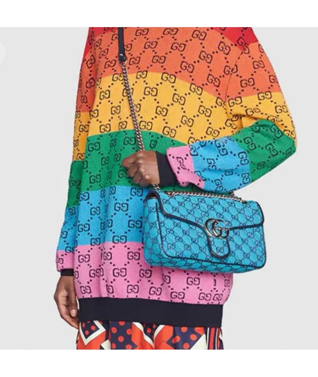 GUCCI Синяя жаккардовая сумка через плечо, фото 3