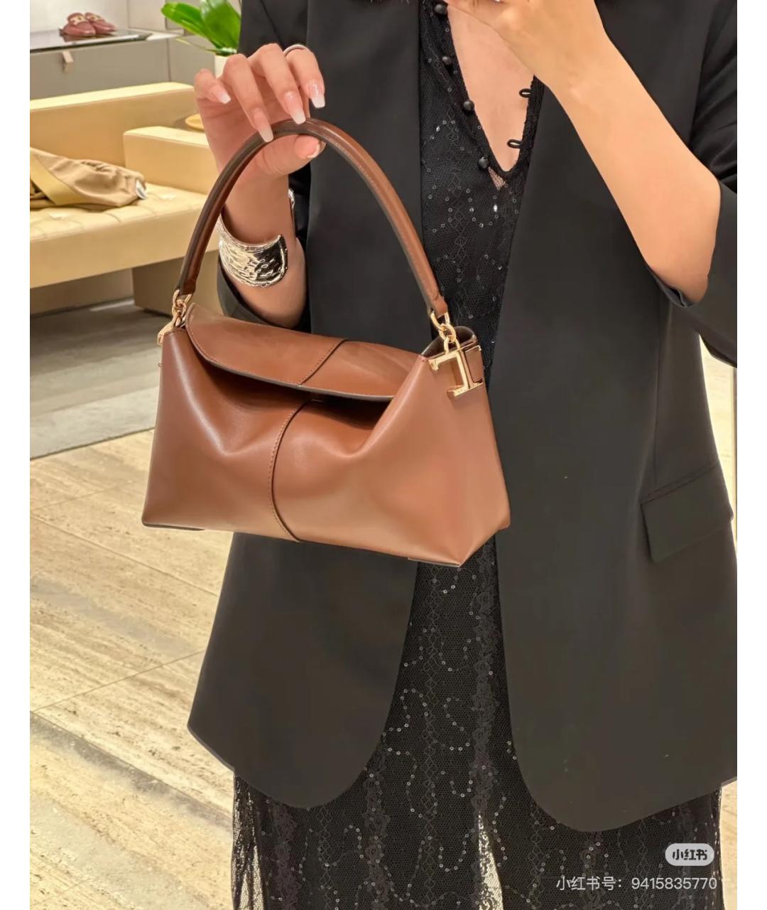 TOD'S Коричневая кожаная сумка тоут, фото 6