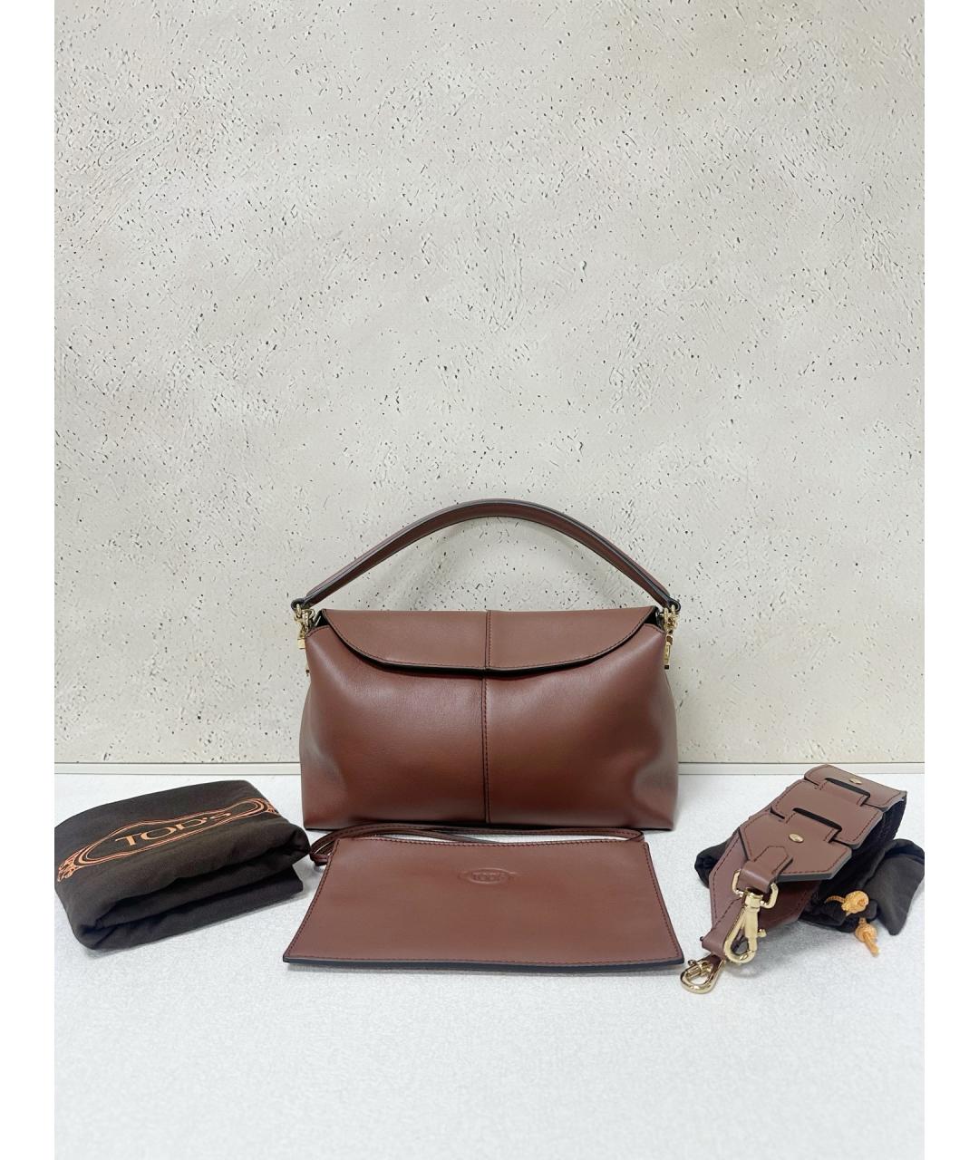 TOD'S Коричневая кожаная сумка тоут, фото 7