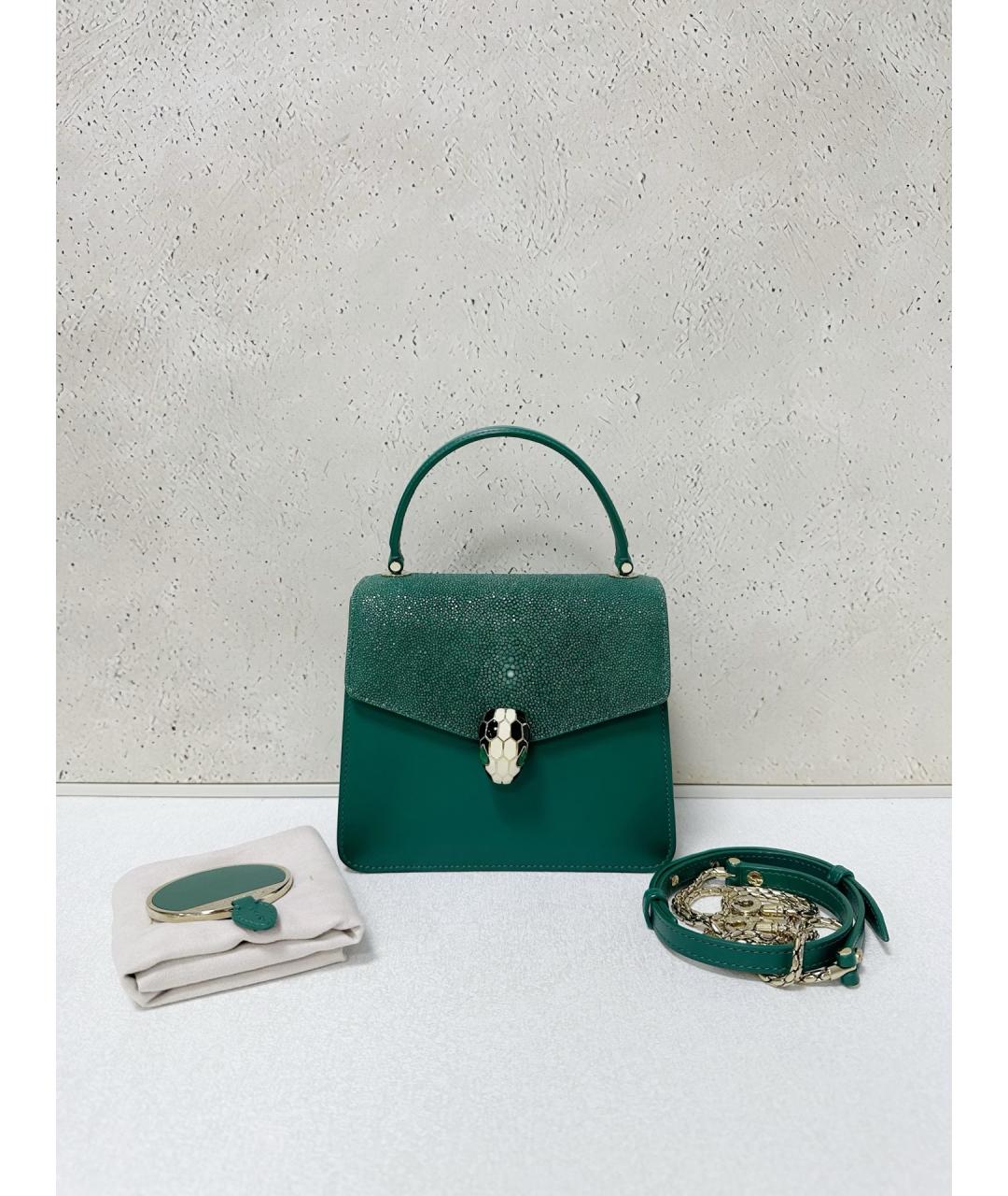 BVLGARI Зеленая кожаная сумка тоут, фото 7